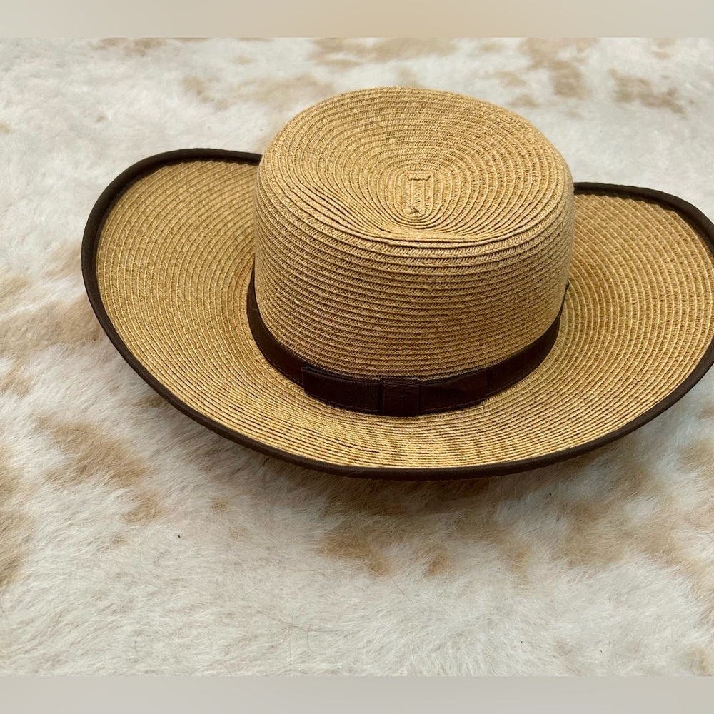 Karen Keith Sunhat- M tan black detail , paper poly blend